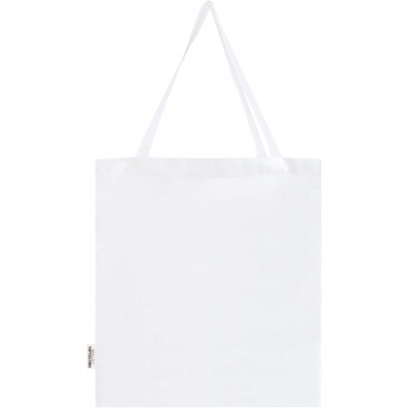 Logotrade Logogeschenke das Foto: Madras 140 g/m² Baumwoll Tragetasche mit Seitenfalten aus GRS recycelter Baumwolle