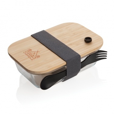 Logotrade Geschäftsgeschenke das Foto: Lunch-Box aus Glas mit Bambusdeckel