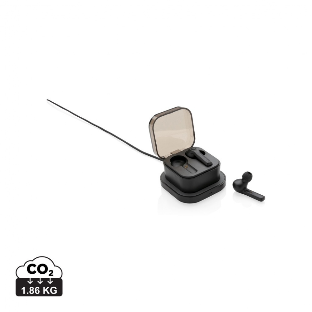 Logotrade Werbeartikel das Foto: TrueWireless Ohrhörer in kabelloser Ladebox