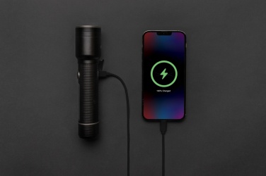 Logotrade Werbeartikel das Foto: Heavy-Duty USB-Taschenlampe aus RCS recyceltem Aluminium