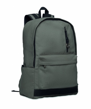 Logotrade Logogeschenke das Foto: Ein 15-Zoll-Laptop-Rucksack aus recycelter Pre-Consumer-Baumwolle mit individuell anpassbarem Druck