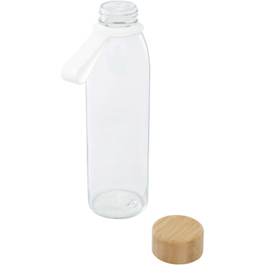 Logotrade Geschäftsgeschenke das Foto: Porto 500 ml Glas-Flasche mit Silikongriff und Bambusdeckel