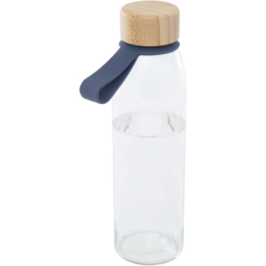 Logotrade Firmengeschenke das Foto: Porto 500 ml Glas-Flasche mit Silikongriff und Bambusdeckel