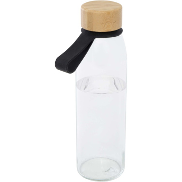 Logotrade Geschäftsgeschenke das Foto: Porto 500 ml Glas-Flasche mit Silikongriff und Bambusdeckel
