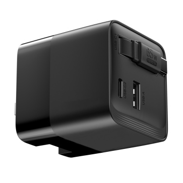 Logotrade Werbeartikel das Foto: Urban Vitamin Mendocino 65W GaN-Charger mit einziehb. Kabel