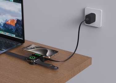 Logotrade Werbeartikel das Foto: Urban Vitamin Goleta 2-in-1 15W Magnetic Wireless Charger