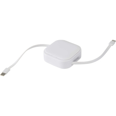 Logotrade Logogeschenke das Foto: Gloas Aufrollbares 5 in 1 Kabel aus Recyclingmaterial mit Datensynchronisierung und 100 W Schnellladefunktion sowie Smartphone Toolkit