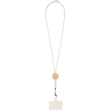 Logotrade Firmengeschenke das Foto: Adhab Smartphone Lanyard mit Bambusdetails