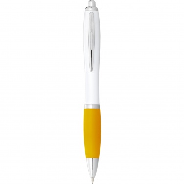 Logotrade corporate gift picture of: Nash ballpoint pen with white barrel and coloured grip