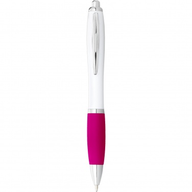 Logotrade corporate gift image of: Nash ballpoint pen with white barrel and coloured grip