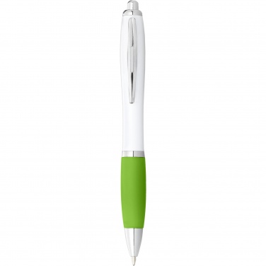Logo trade business gifts image of: Nash ballpoint pen with white barrel and coloured grip
