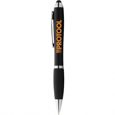 Logo trade promotional products image of: Nash coloured stylus ballpoint pen with black grip