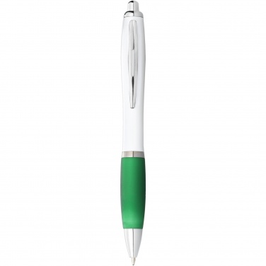 Logo trade promotional gifts picture of: Nash ballpoint pen white barrel and coloured grip