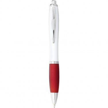 Logo trade advertising products image of: Nash ballpoint pen white barrel and coloured grip
