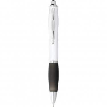 Logo trade business gift photo of: Nash ballpoint pen white barrel and coloured grip