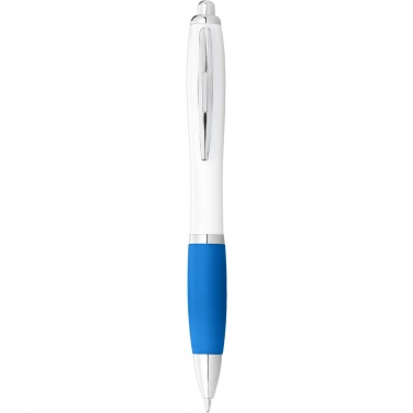 Logo trade business gift photo of: Nash ballpoint pen white barrel and coloured grip