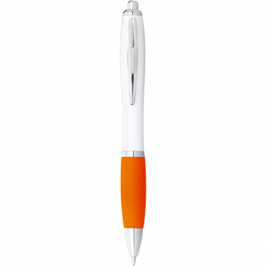 Logo trade promotional giveaways image of: Nash ballpoint pen white barrel and coloured grip