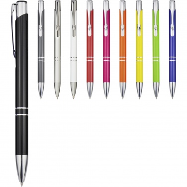 Logo trade promotional merchandise photo of: Moneta aluminium click ballpoint pen (blue ink)