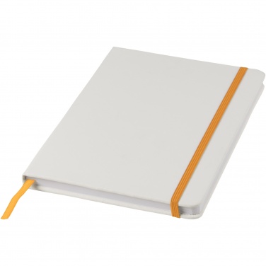Logo trade promotional item photo of: Spectrum A5 white notebook with coloured strap