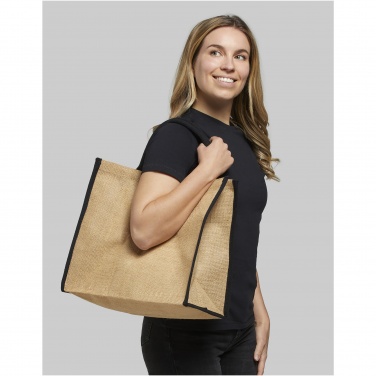 Logo trade promotional gifts image of: Harry coloured edge jute tote bag 25L