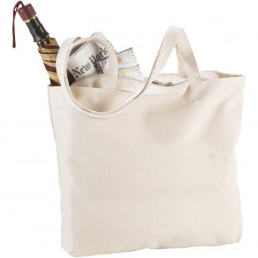 Logo trade advertising products picture of: Ningbo 320 g/m² zippered cotton tote bag 15L