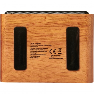 Logo trade corporate gifts picture of: Wooden 3W speaker with wireless charging pad