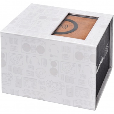 Logo trade promotional products image of: Wooden 3W speaker with wireless charging pad