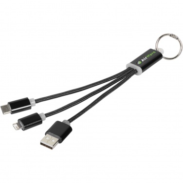 Logo trade promotional gifts image of: Metal 3-in-1 charging cable with keychain