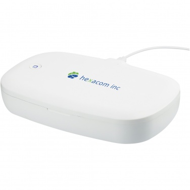Logo trade promotional merchandise image of: Capsule UV smartphone sanitizer with 5W wireless charging pad
