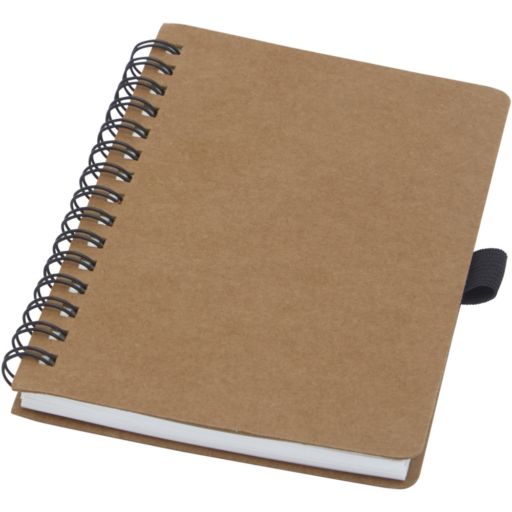 Logo trade promotional products picture of: Cobble A6 wire-o recycled cardboard notebook with stone paper