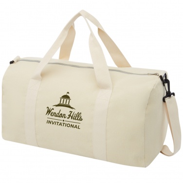 Logo trade promotional items image of: Pheebs 450 g/m² recycled cotton and polyester duffel bag 24L