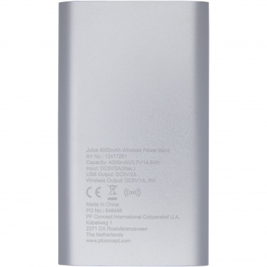 Logotrade promotional giveaway image of: Juice 4000mAh wireless power bank 