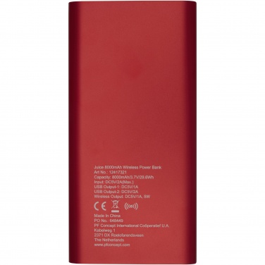 Logotrade promotional product image of: Juice 8000mAh wireless power bank