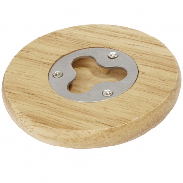 Logo trade advertising products image of: Scoll wooden coaster with bottle opener