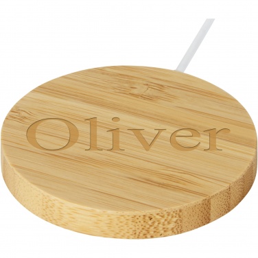 Logo trade promotional merchandise image of: Atra 10W bamboo magnetic wireless charging pad