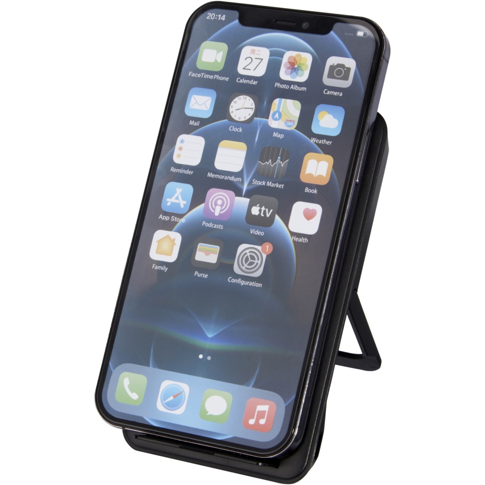 Logotrade promotional item picture of: Loop 10W recycled plastic wireless charging pad with phone stand