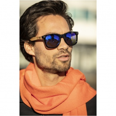 Logotrade promotional products photo of: Hiru rPET/wood mirrored polarized sunglasses in gift box