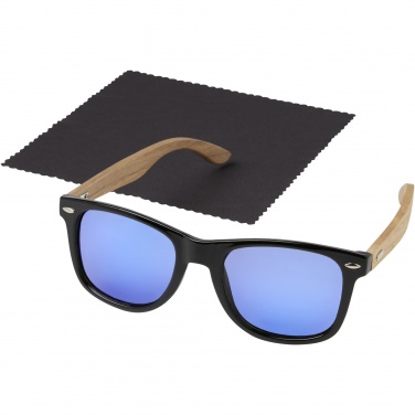 Logo trade promotional merchandise picture of: Hiru rPET/wood mirrored polarized sunglasses in gift box