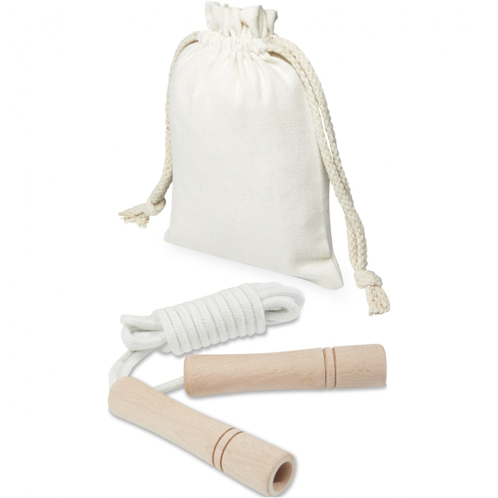 Logotrade promotional item picture of: Denise wooden skipping rope in cotton pouch