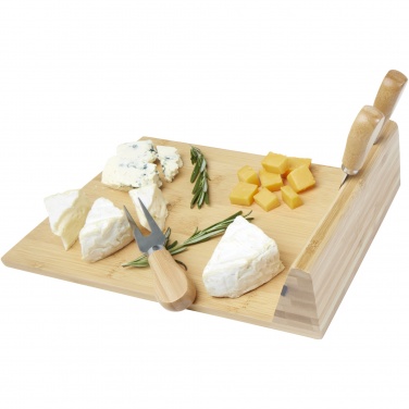 Logo trade promotional giveaways image of: Mancheg bamboo magnetic cheese board and tools
