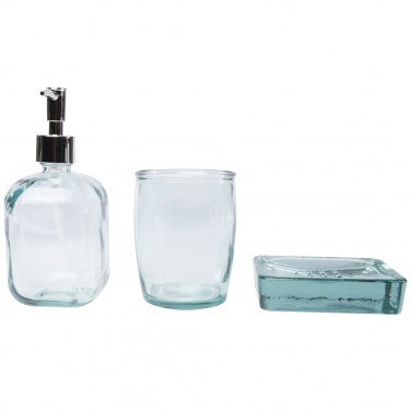 Logotrade promotional item picture of: Jabony 3-piece recycled glass bathroom set