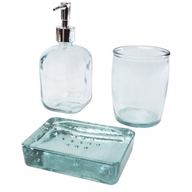 Logo trade promotional merchandise image of: Jabony 3-piece recycled glass bathroom set
