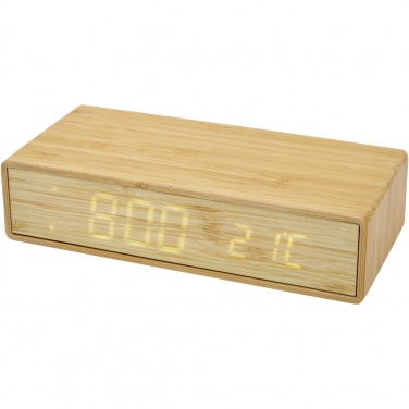 Logo trade advertising products picture of: Minata bamboo wireless charger with clock