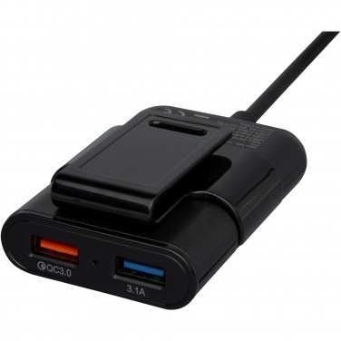 Logo trade business gift photo of: Pilot dual car charger with QC 3.0 dual back seat extended charger