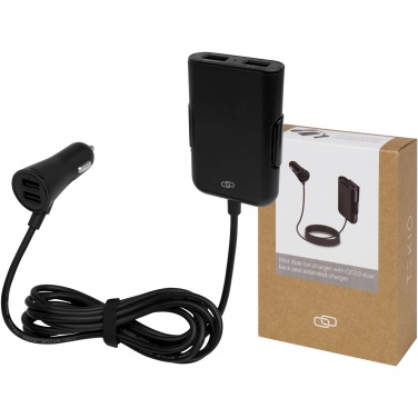 Logo trade advertising products image of: Pilot dual car charger with QC 3.0 dual back seat extended charger
