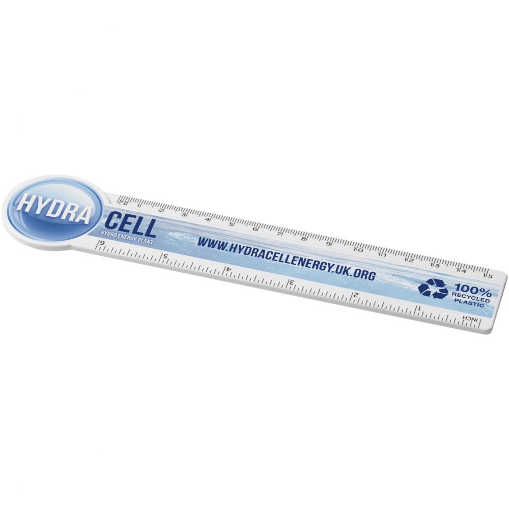 Logo trade promotional products image of: Tait 15 cm circle-shaped recycled plastic ruler 