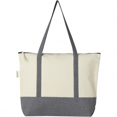 Logo trade promotional giveaways image of: Repose 320 g/m² recycled cotton zippered tote bag 10L