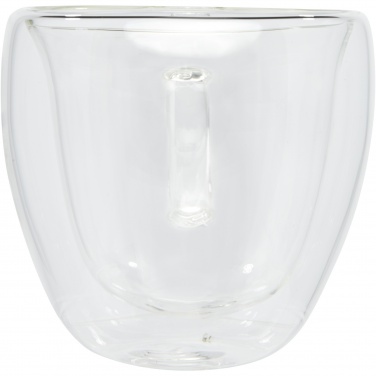 Logo trade promotional giveaways image of: Manti 2-piece 100 ml double-wall glass cup with bamboo coaster 