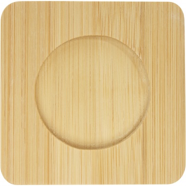 Logo trade promotional items image of: Manti 2-piece 100 ml double-wall glass cup with bamboo coaster 