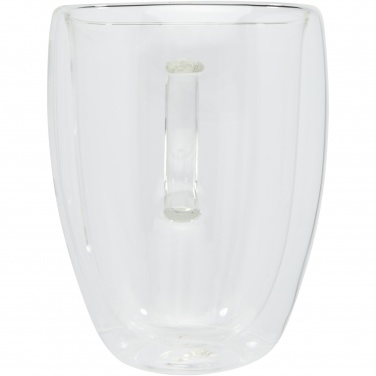 Logo trade advertising product photo of: Manti 2-piece 350 ml double-wall glass cup with bamboo coaster 